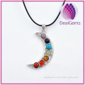 Natural gemstone alloy pendant, seven chakra stone moon designed pendant